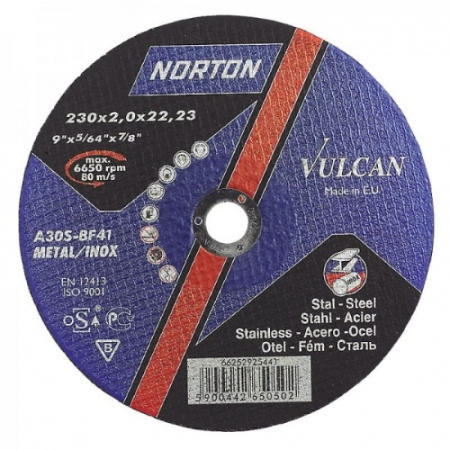 Круг Norton отрезной нерж.металл Vulcan  (25 шт в уп)